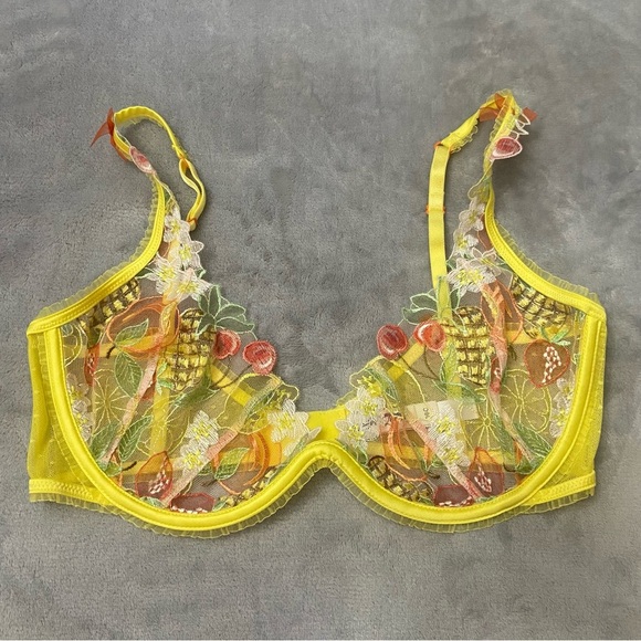 New! For love and lemons Mirabelle Underwire Bra cherry pineapple 24550 - Picture 7 of 12
